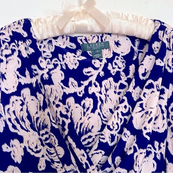 EUC/WORN ONCE RALPH LAUREN BLUE FLORAL WORK DRESS - Picture 3 of 8